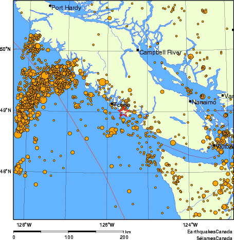 carte des des séismes de magnitude 2,0 et plus depuis 2000