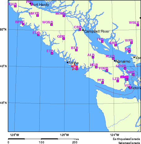 carte des localisations des stations sismologiques locales