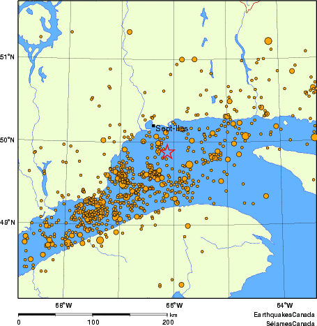 carte des des séismes de magnitude 2,0 et plus depuis 2000