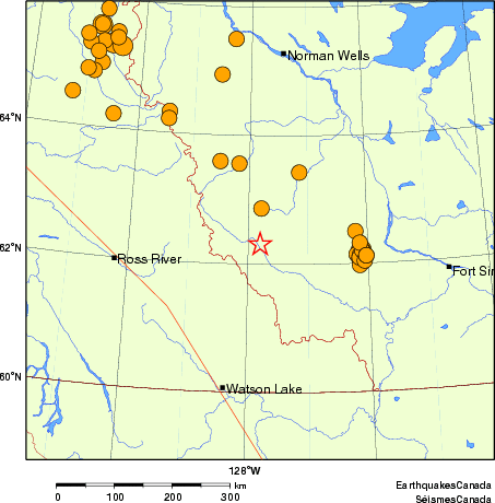 Map of historical earthquakes magnitude 5.0 and larger.  Details in the data table below