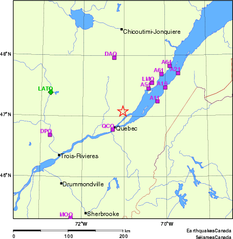 carte des localisations des stations sismologiques locales