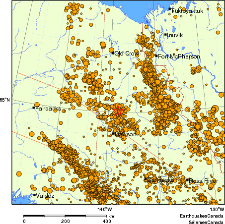 carte des des séismes de magnitude 2,0 et plus depuis 2000