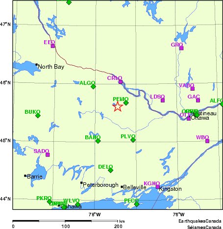 carte des localisations des stations sismologiques locales