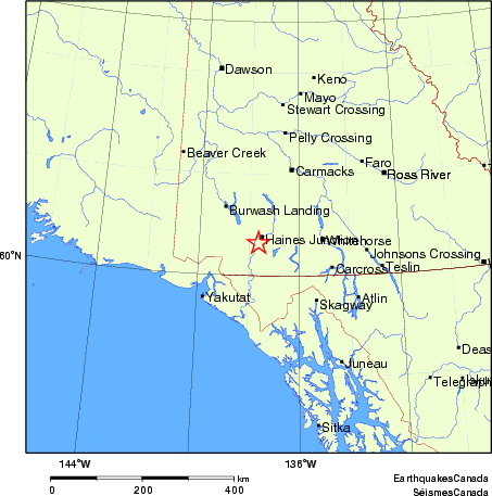 carte des endroits près de l'épicentre