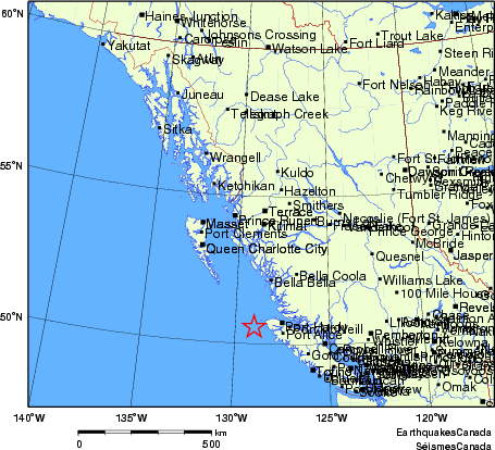 carte des endroits près de l'épicentre