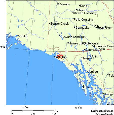 carte des endroits près de l'épicentre