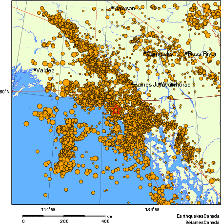 Map of earthquakes magnitude 2.0 and larger, 2000 - present