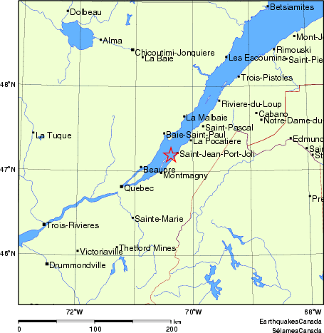 carte des endroits près de l'épicentre