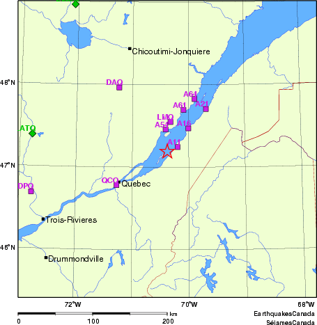 carte des localisations des stations sismologiques locales