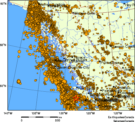 Map of earthquakes magnitude 2.0 and larger, 2000 - present