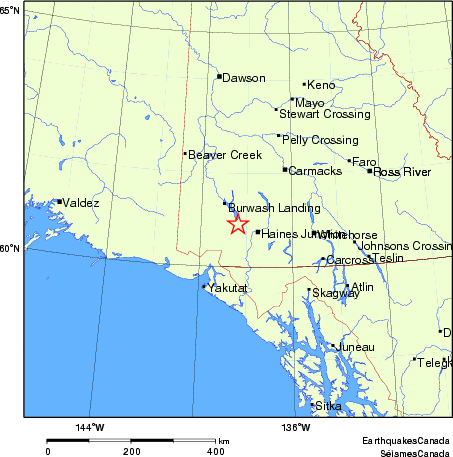 carte des endroits près de l'épicentre