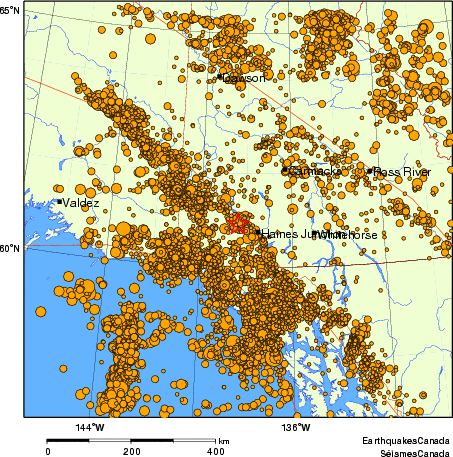 Map of earthquakes magnitude 2.0 and larger, 2000 - present