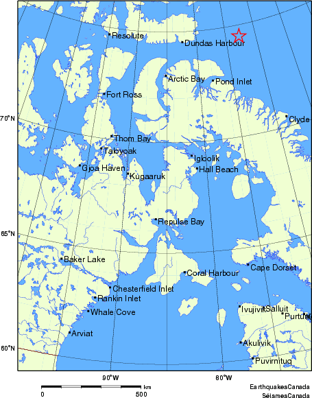 carte des endroits près de l'épicentre