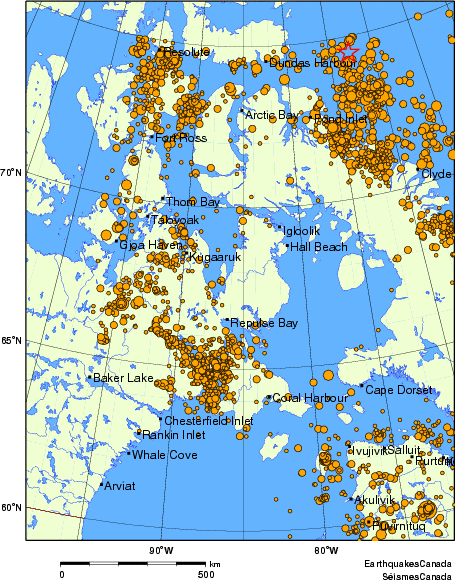 carte des des séismes de magnitude 2,0 et plus depuis 2000