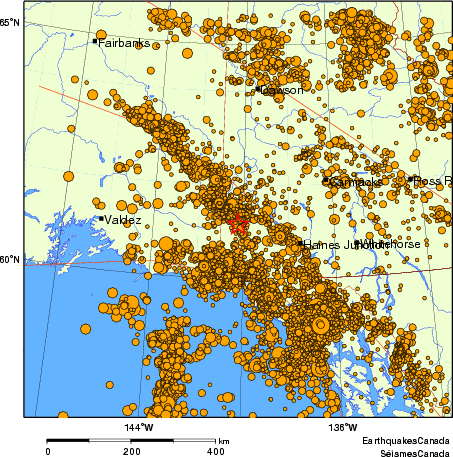 Map of earthquakes magnitude 2.0 and larger, 2000 - present