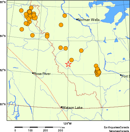 carte des séismes historiques de magnitude 5,0 et plus.  Détails dans le tableau de données ci-dessous