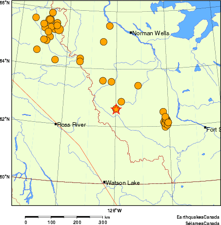 Map of historical earthquakes magnitude 5.0 and larger.  Details in the data table below