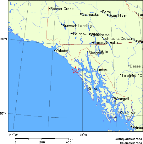 carte des endroits près de l'épicentre