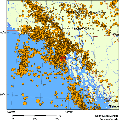 Map of earthquakes magnitude 2.0 and larger, 2000 - present