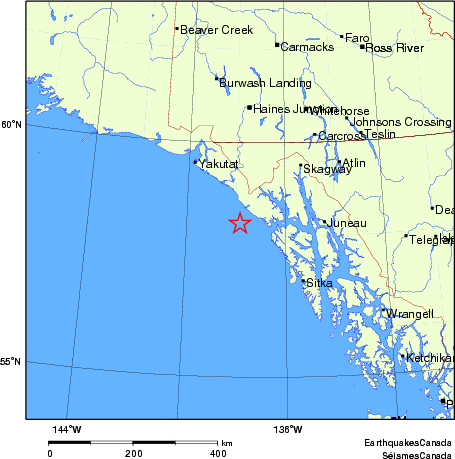 carte des endroits près de l'épicentre