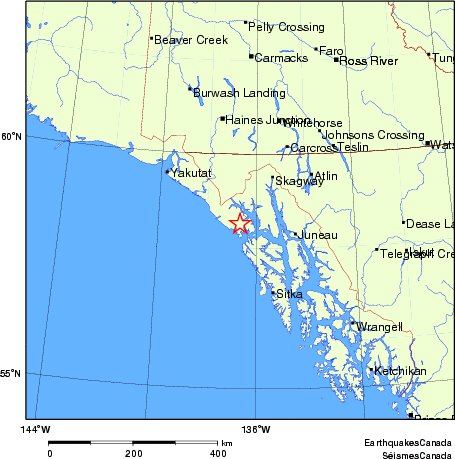 carte des endroits près de l'épicentre