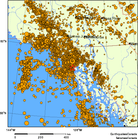 Map of earthquakes magnitude 2.0 and larger, 2000 - present