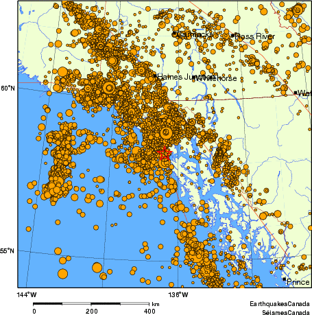 Map of earthquakes magnitude 2.0 and larger, 2000 - present