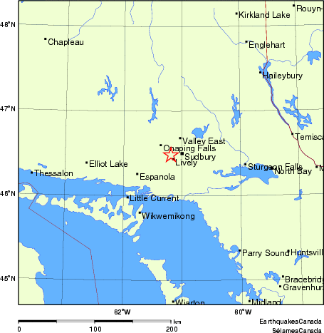 carte des endroits près de l'épicentre