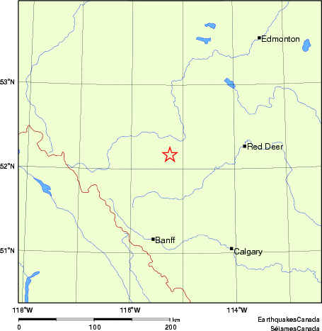 Map of historical earthquakes magnitude 5.0 and larger.  Details in the data table below