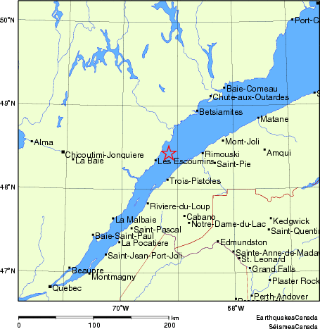 carte des endroits près de l'épicentre