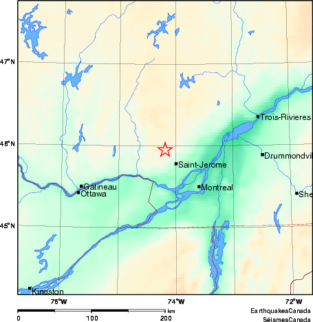 carte des environs du séisme