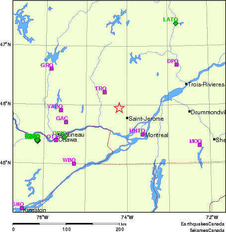 carte des localisations des stations sismologiques locales