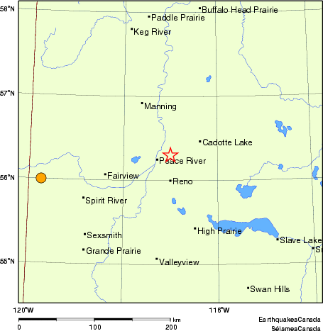 Map of historical earthquakes magnitude 5.0 and larger.  Details in the data table below