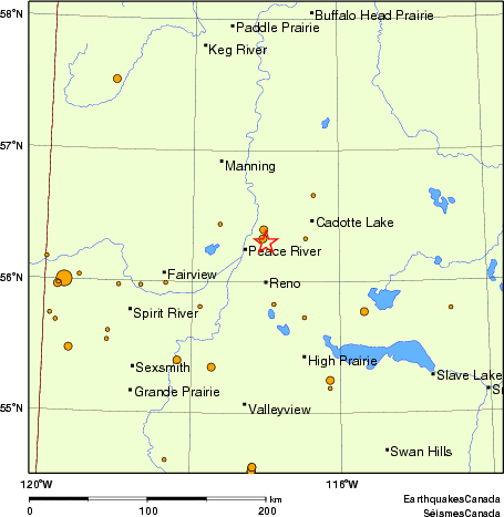 carte des des séismes de magnitude 2,0 et plus depuis 2000