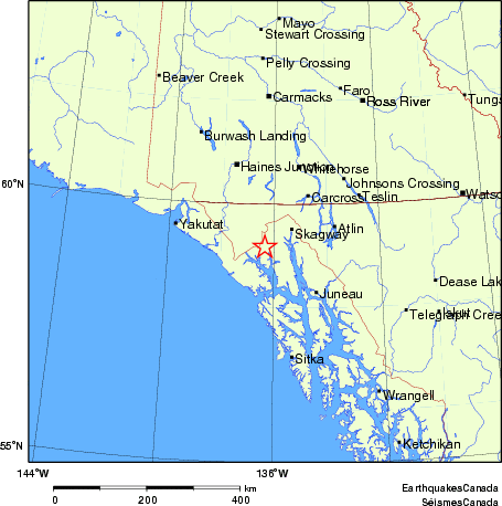 carte des endroits près de l'épicentre