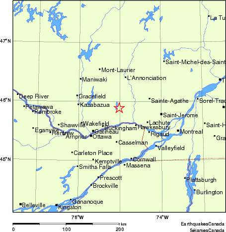 carte des endroits près de l'épicentre