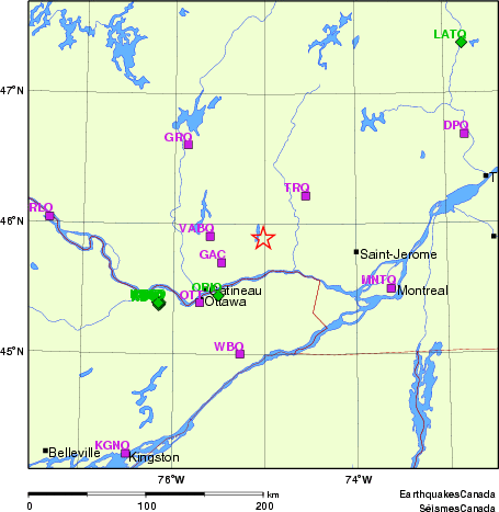 carte des localisations des stations sismologiques locales