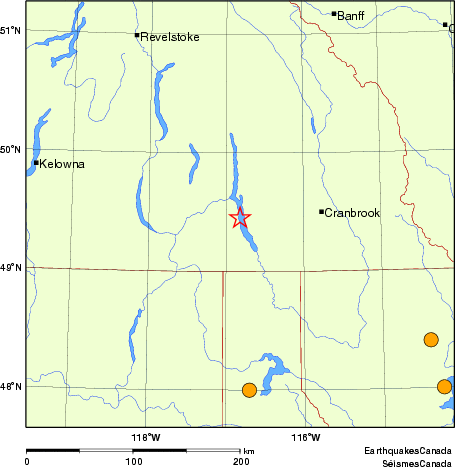 Map of historical earthquakes magnitude 5.0 and larger.  Details in the data table below