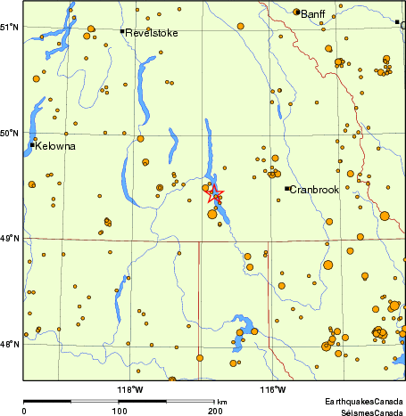 carte des des séismes de magnitude 2,0 et plus depuis 2000