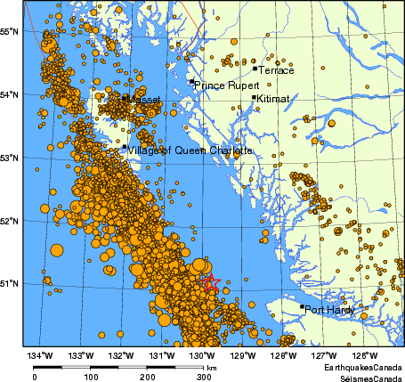 Map of earthquakes magnitude 2.0 and larger, 2000 - present