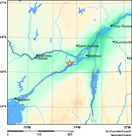 carte des environs du séisme