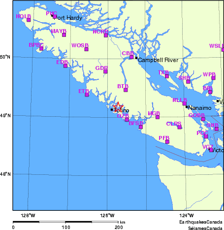 carte des localisations des stations sismologiques locales