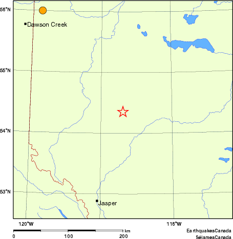 Map of historical earthquakes magnitude 5.0 and larger.  Details in the data table below