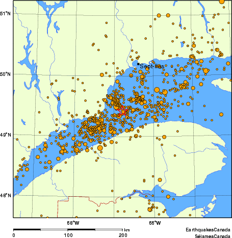 Map of earthquakes magnitude 2.0 and larger, 2000 - present