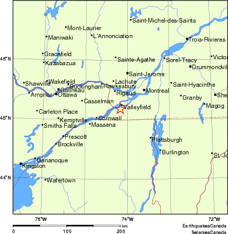 carte des endroits près de l'épicentre