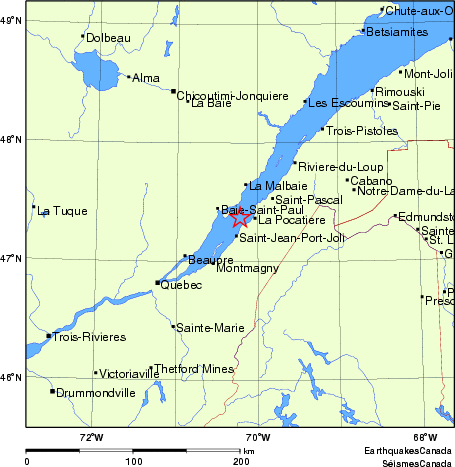 carte des endroits près de l'épicentre