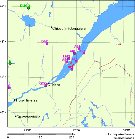 carte des localisations des stations sismologiques locales