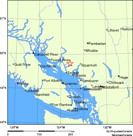 carte des endroits près de l'épicentre