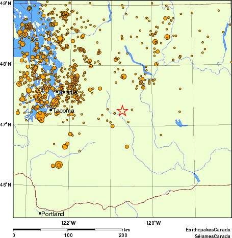 carte des des séismes de magnitude 2,0 et plus depuis 2000