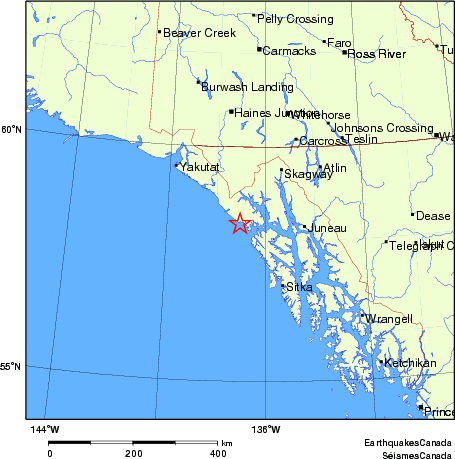 carte des endroits près de l'épicentre